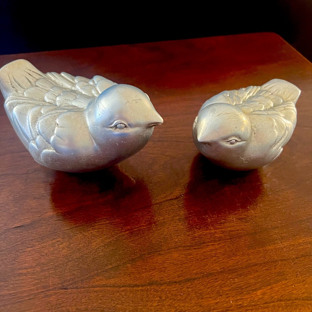 Pottery Barn Kids- silver leaf decorative bird curios.